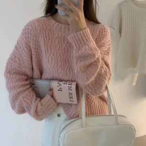 [ Korean Style] Lara Cable Knit Loose Pullover Sweater