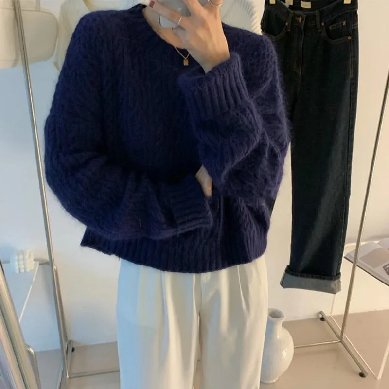 [ Korean Style] Lara Cable Knit Loose Pullover Sweater