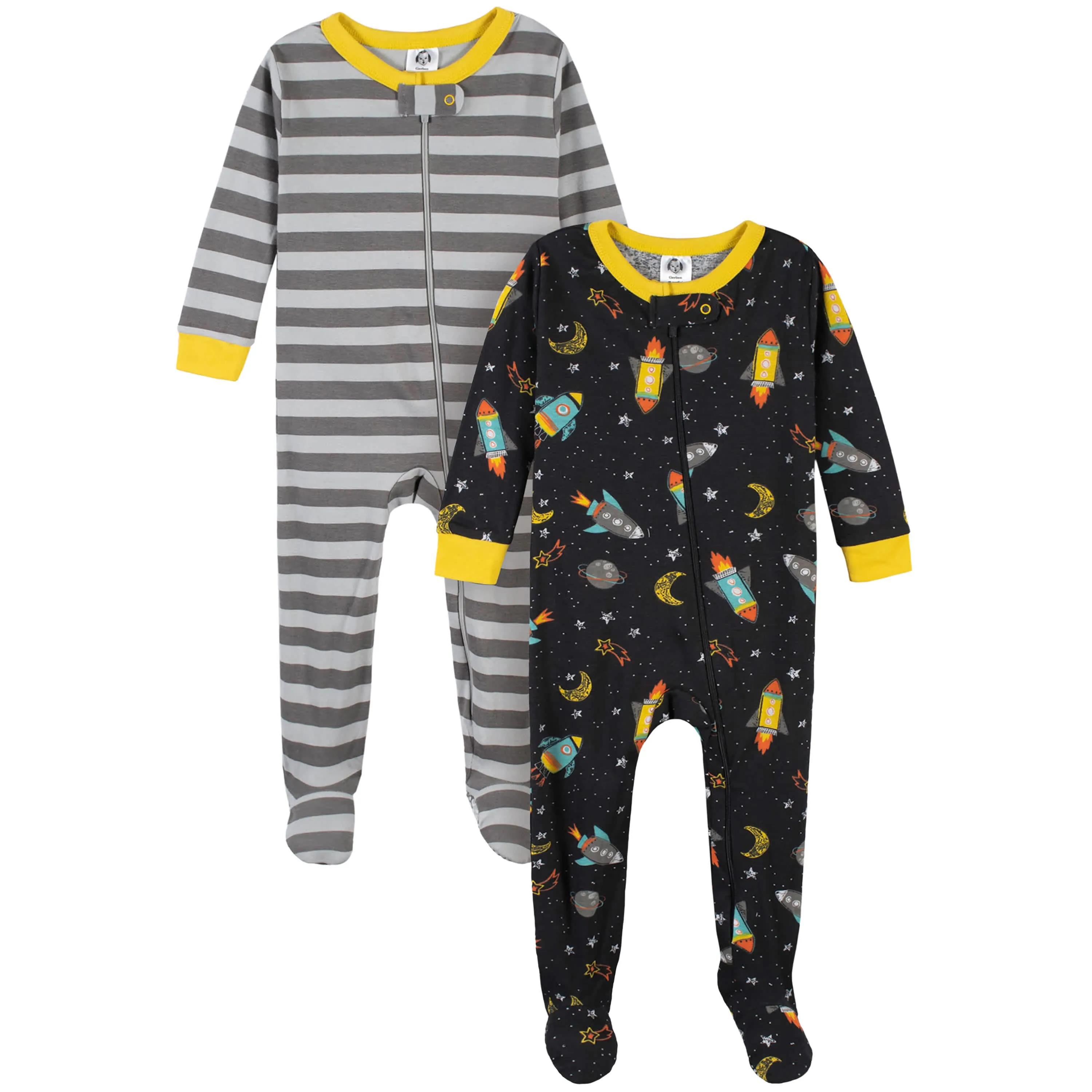 2-Pack Baby & Toddler Boys Blast Off Snug Fit Footed Cotton Pajamas