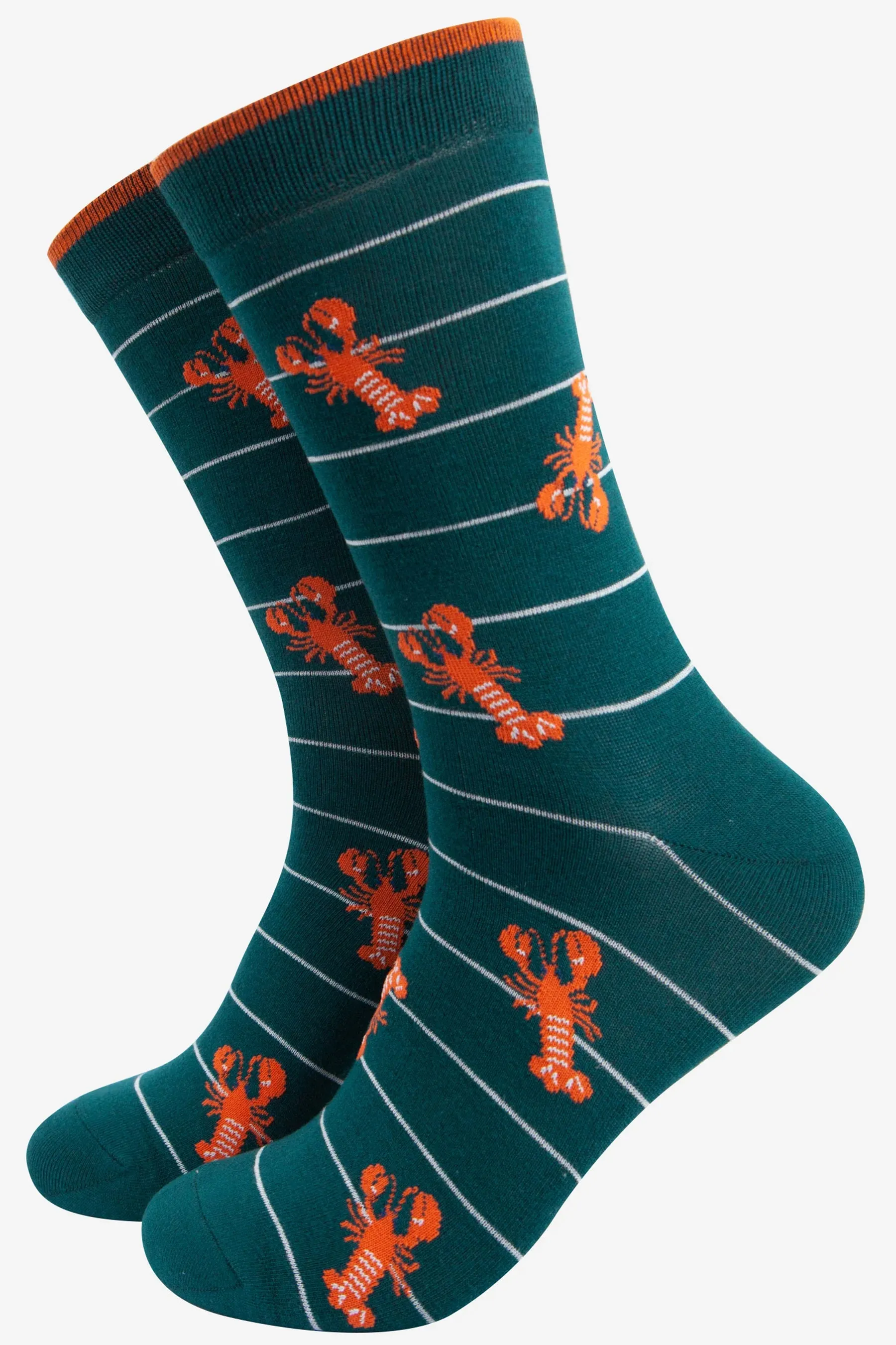 4471LOBGR Lobster Stripe Men's Print Bamboo Socks