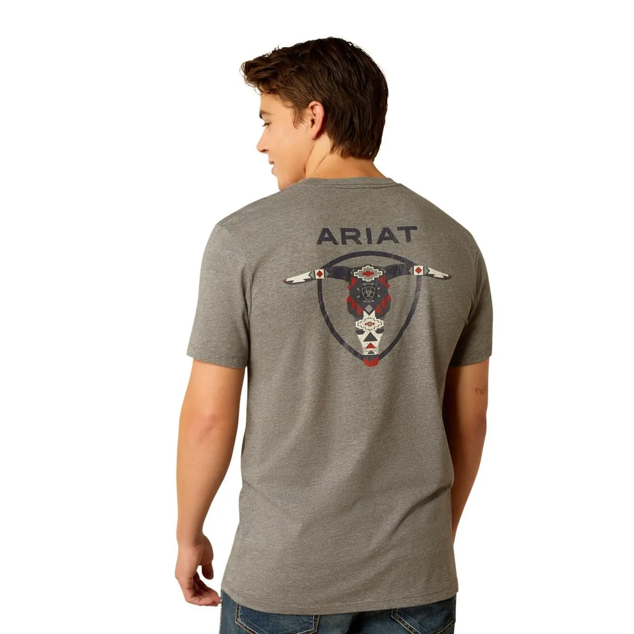 Ariat Men's Southwestern Longhorn T-Shirt, Graphite Heather