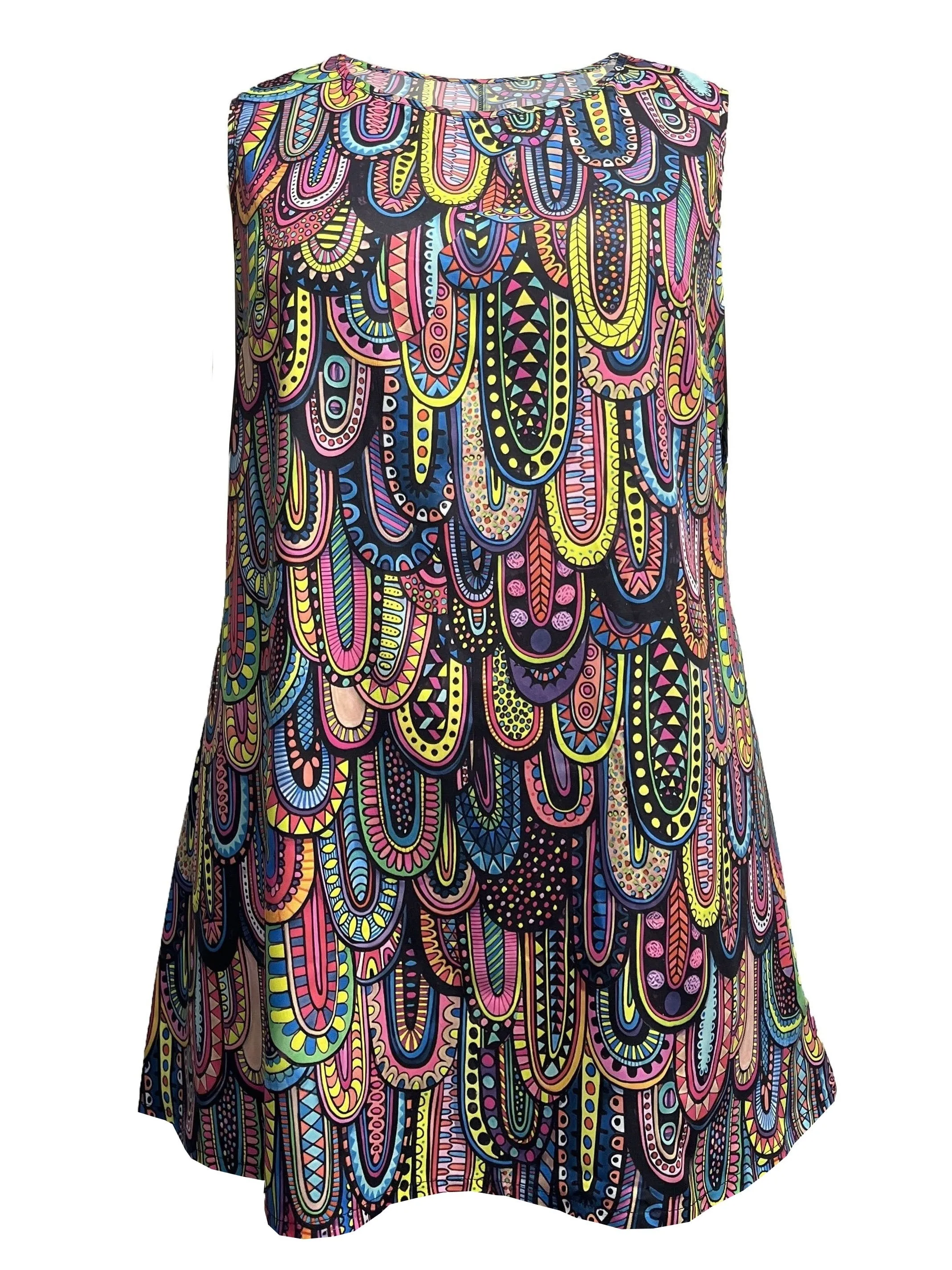 Boho Paisley Print Tank Top for Plus Size Women