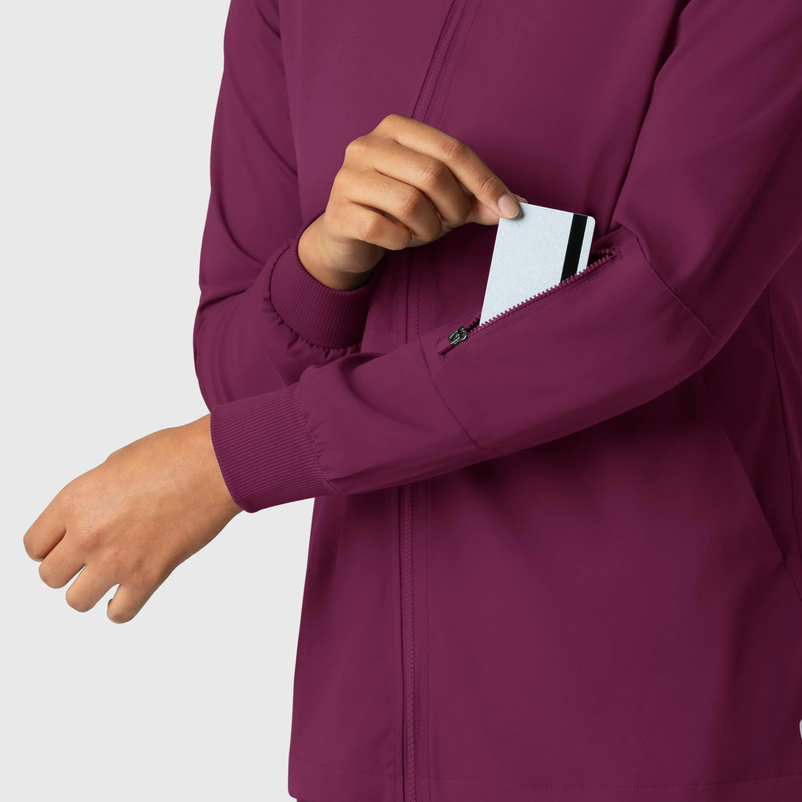 Boundless Women's Warm Up Scrub Jacket - Wine