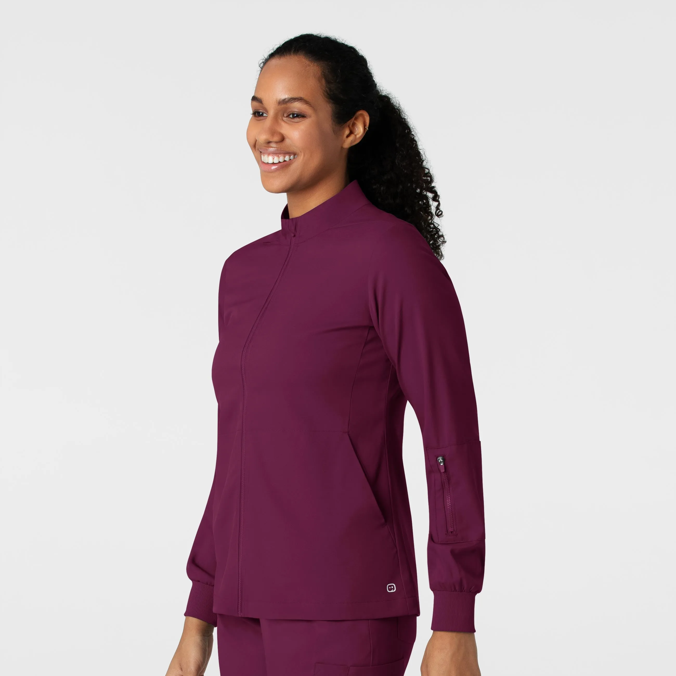 Boundless Women's Warm Up Scrub Jacket - Wine