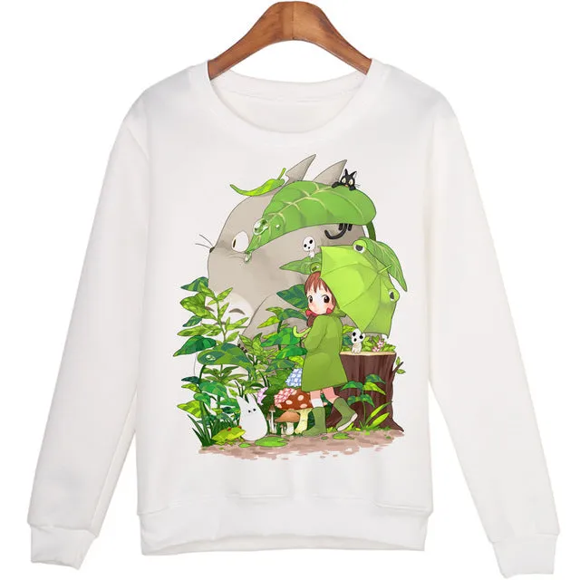 Casual 3D Sweatshirt Women Winter Clothing Cartoon Totoro Print Moleton Feminino Hoodies O-neck Pullover Tops WMH31