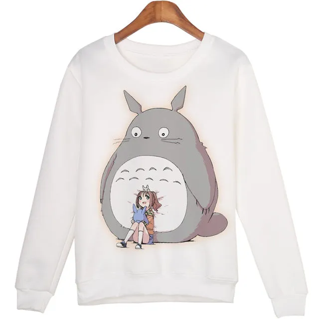 Casual 3D Sweatshirt Women Winter Clothing Cartoon Totoro Print Moleton Feminino Hoodies O-neck Pullover Tops WMH31