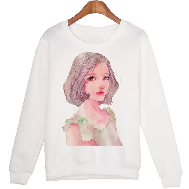 Casual 3D Sweatshirt Women Winter Clothing Cartoon Totoro Print Moleton Feminino Hoodies O-neck Pullover Tops WMH31