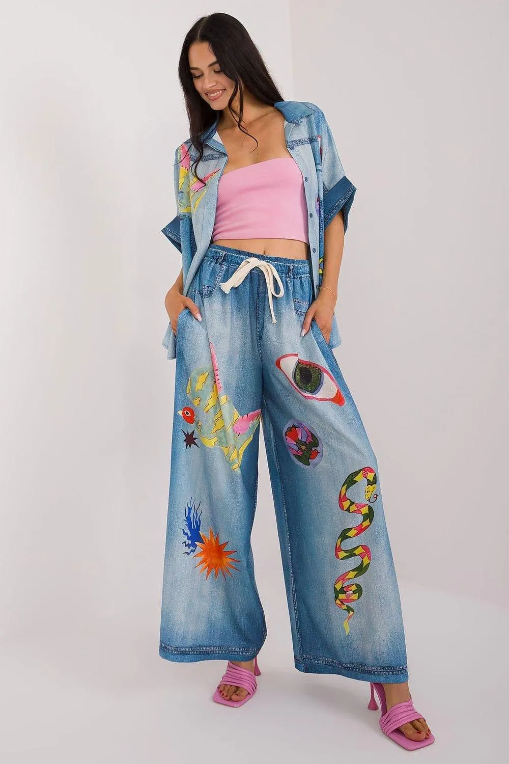 Chic High-Waisted Palazzo Pants for Women with Adjustable Tie Accent