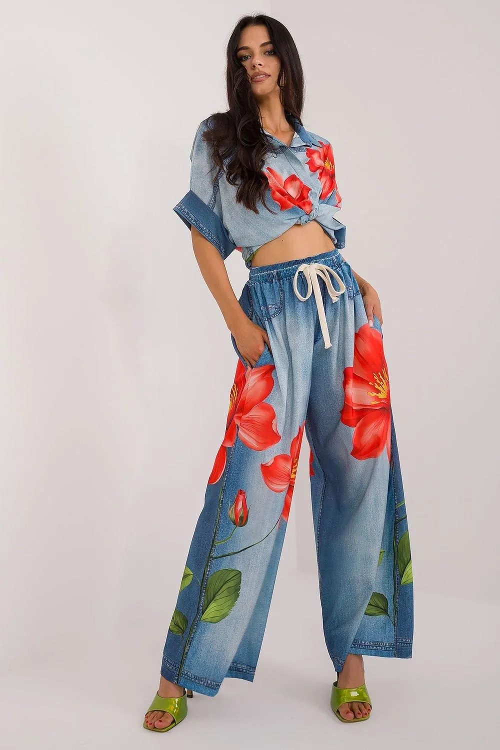 Chic High-Waisted Palazzo Pants for Women with Adjustable Tie Accent