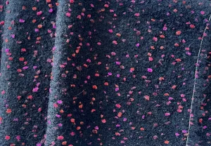 Chunky Persimmon & Magenta Flecked Black Wool Blend Bouclé (Made in Spain)