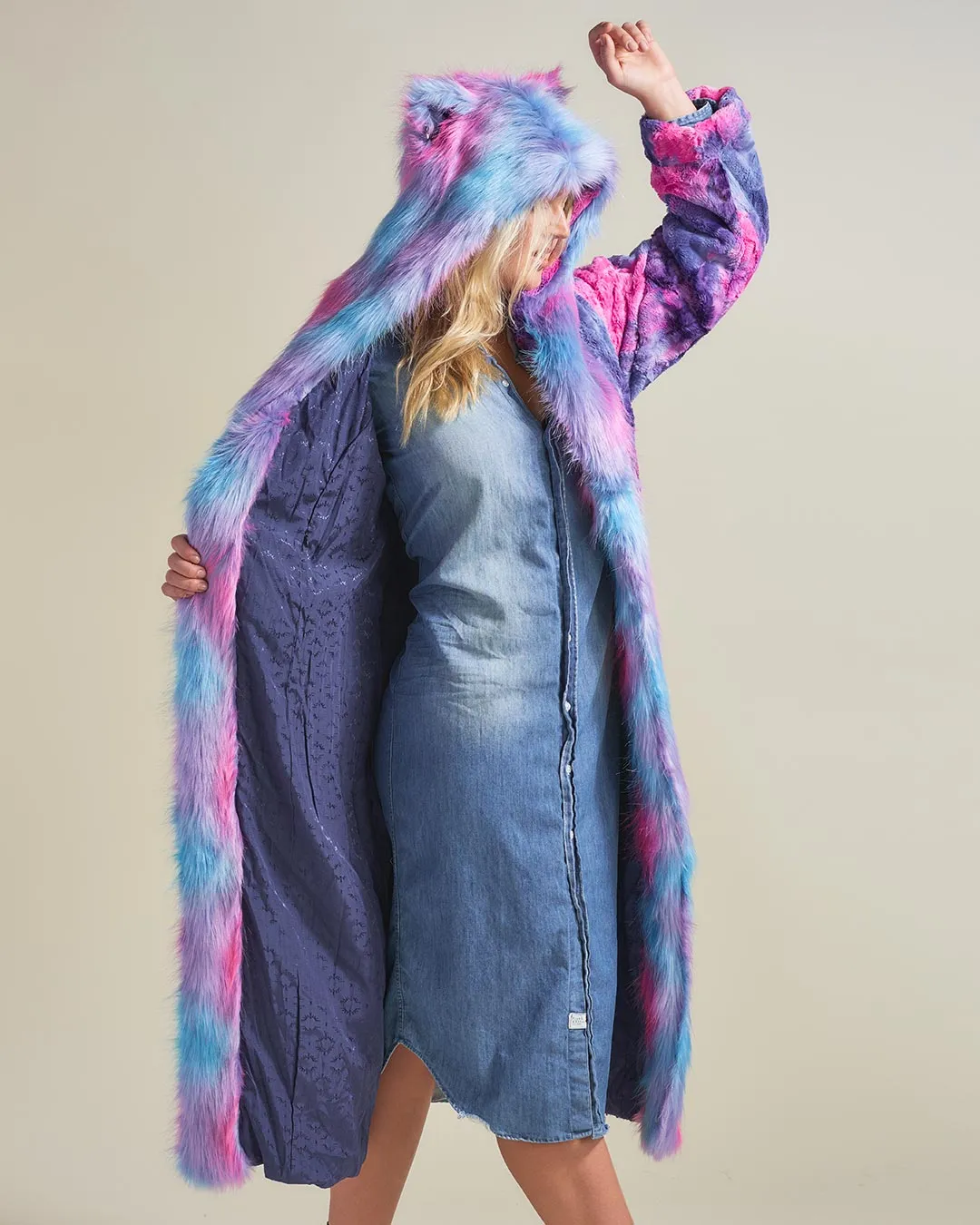 Classic Women's Long Faux Fur Coat | Cotton Candy Kitty