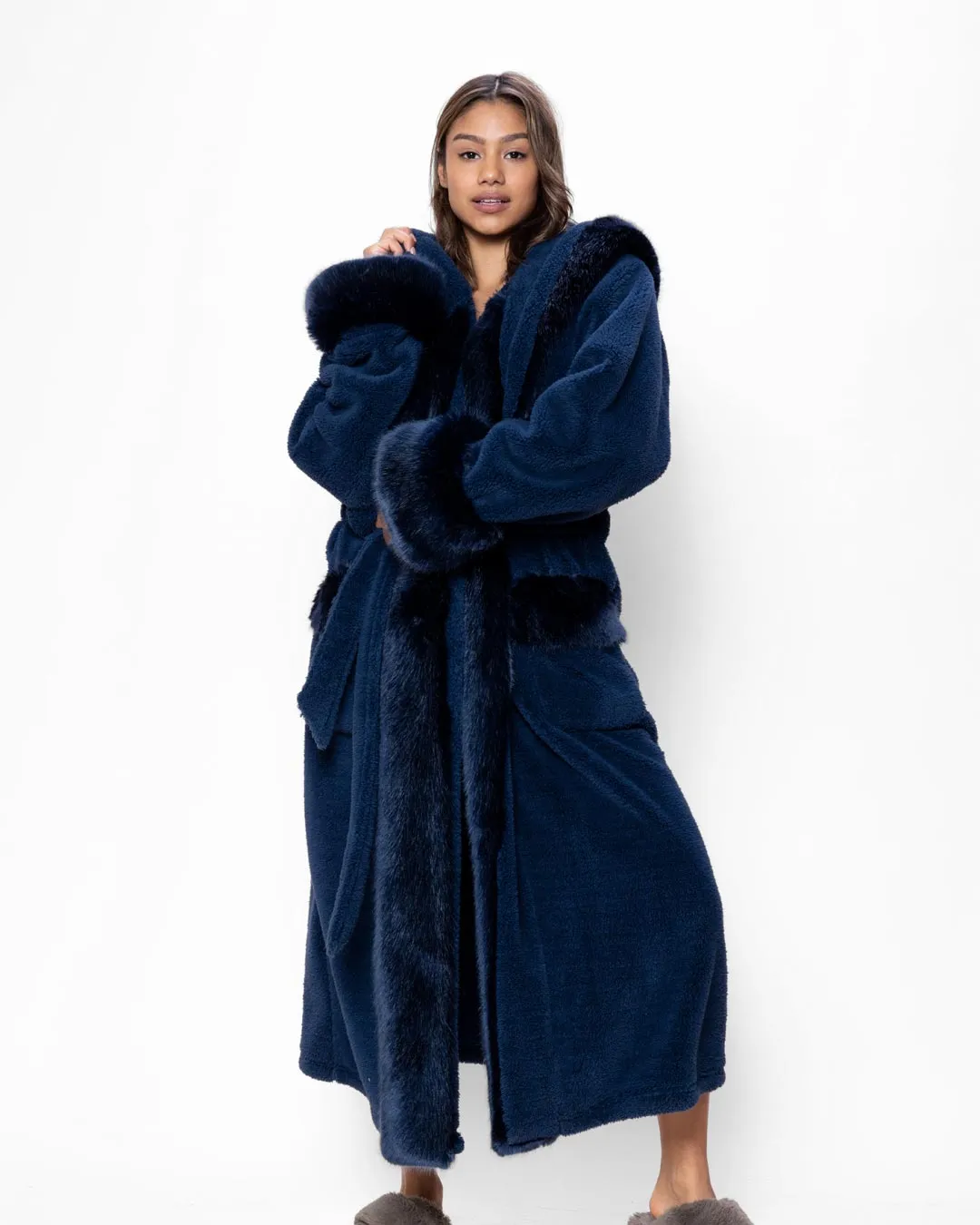 Classic Women's Luxury Blue Robe | Indigo Wolf