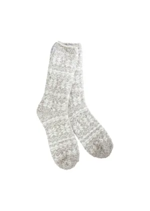 Cozy Winter Crew Socks (Fair Isle Silver)