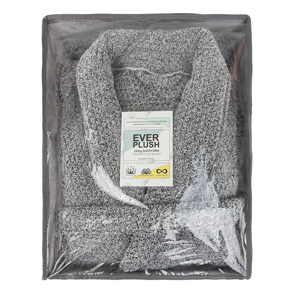 Diamond Jacquard Bathrobe, Medium-Large, Grey