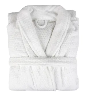 Diamond Jacquard Bathrobe, XS-SM, White