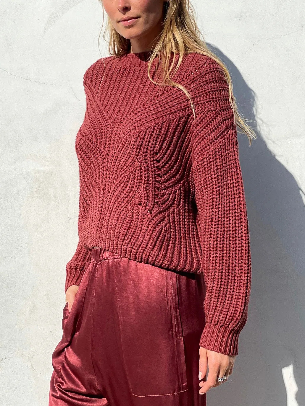 Ersa Crop Cotton Sweater - Sienna