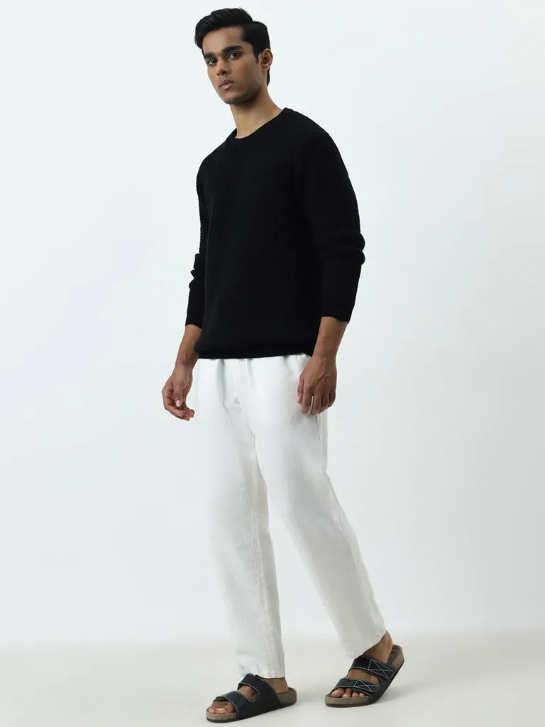 ETA Black Knit-Textured Relaxed-Fit Sweater