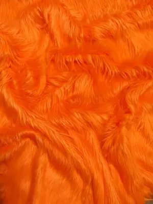 Faux Fake Fur Solid Gorilla Animal Long Pile Fabric / Orange / Ecoshag 15 Yard Bolt