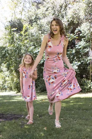 Floral Mom and Me matching Dress Set in Mauve