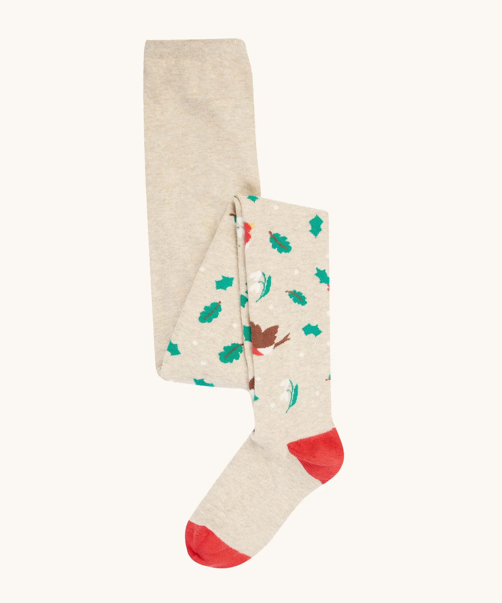 Frugi Norah Tights 2 Pack - Oatmeal Robin/Red