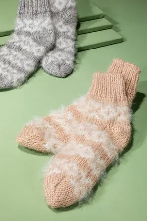 Fuzzy Nordic Socks-Grey