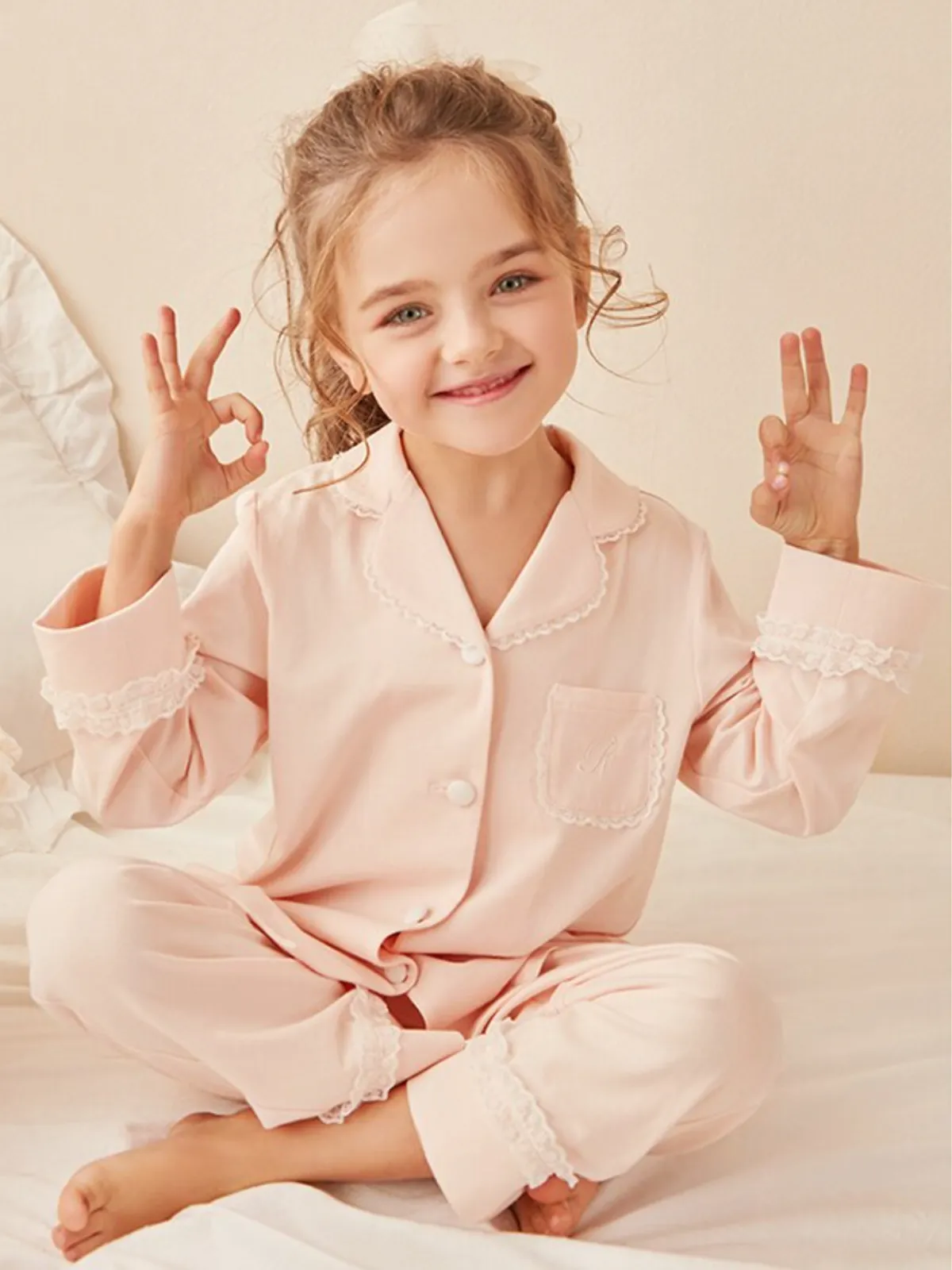 Good Night Sweetheart Lace Trim Pajamas