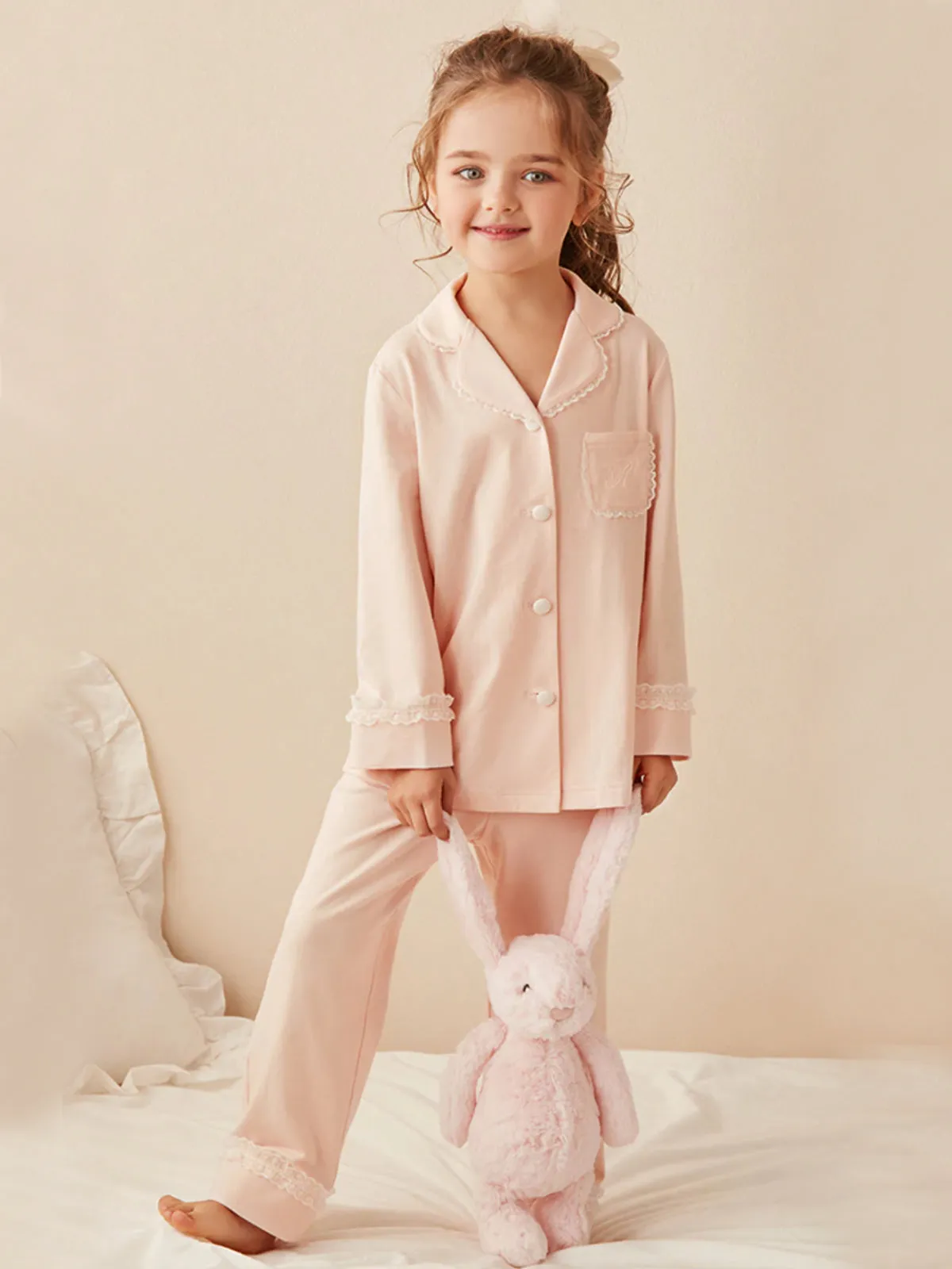 Good Night Sweetheart Lace Trim Pajamas