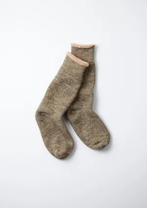 Green Brown Double Face Crew Socks