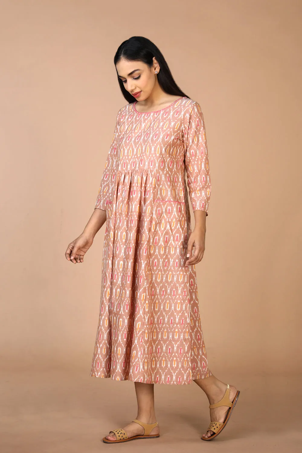 Hand embroidered cotton Pochampally Ikat dress