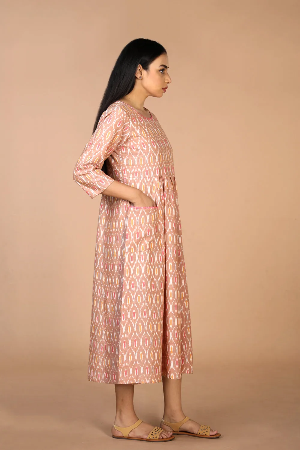 Hand embroidered cotton Pochampally Ikat dress