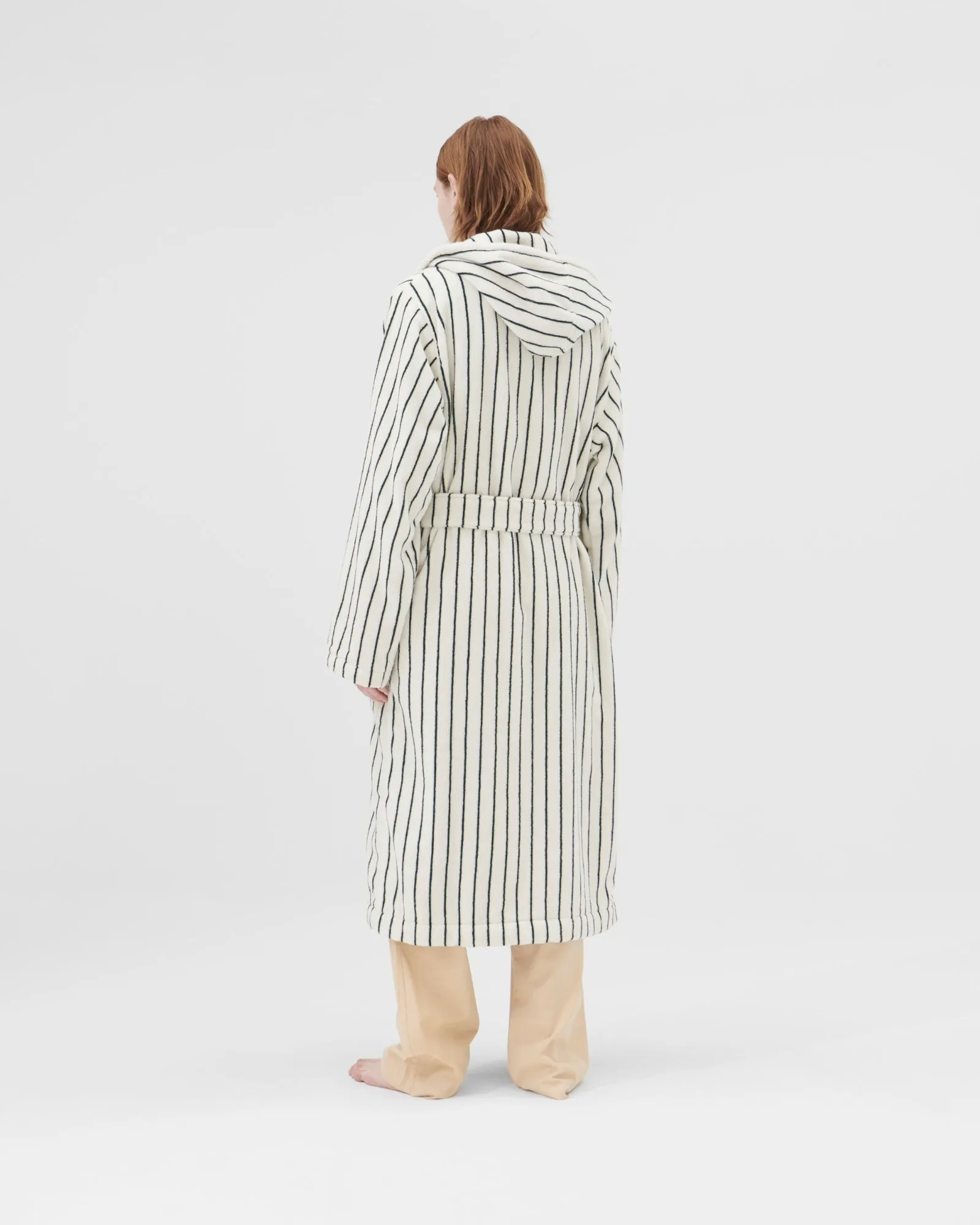 Hooded Bathrobe in Racing Green Stripes