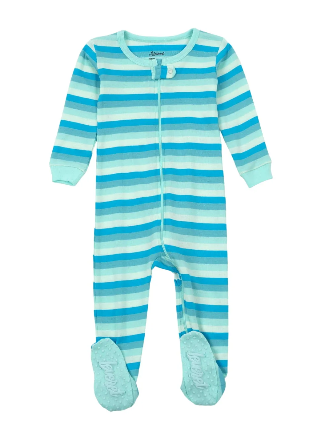 Kids Footed Cotton Orca Stripes Pajamas