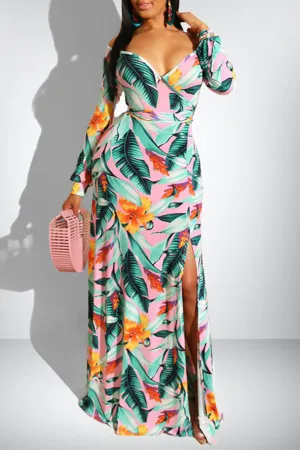 Longsleeve Printed Maxi Dress