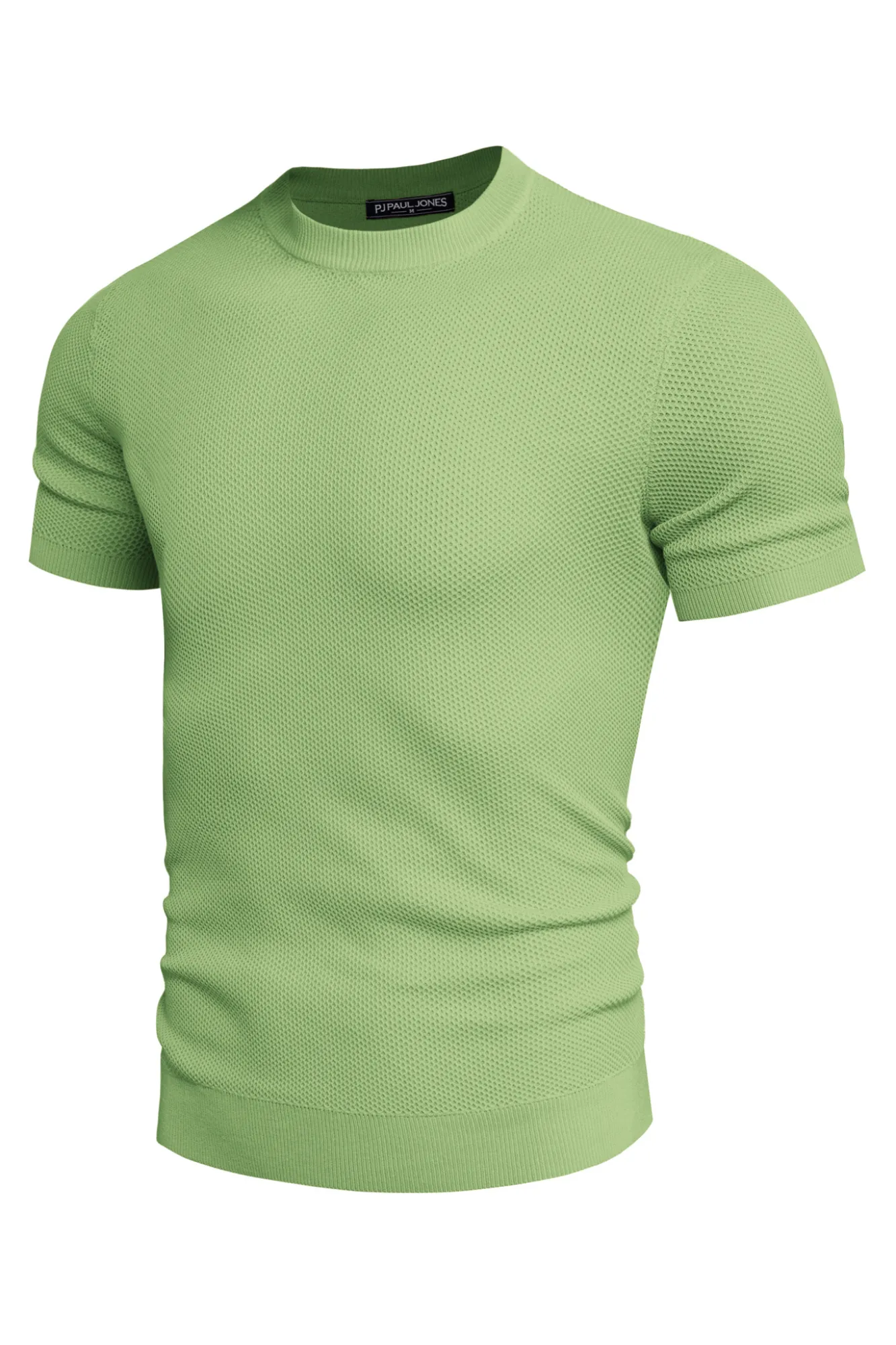 Men's T-Shirts Casual Knit Short Sleeve Crewneck Honeycomb Waffle Solid Knitted Pullover Tees