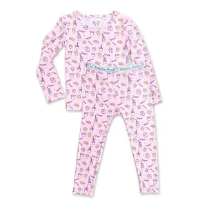 Milk & Cookies Pink Bamboo Kids Pajamas