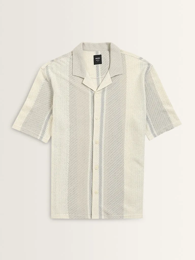 Nuon Off-White Striped Relaxed-Fit Knit Shirt