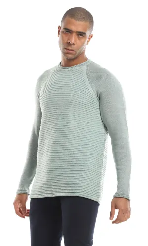 O154333 Striped Knitted Slip On Pullover - Mint Green