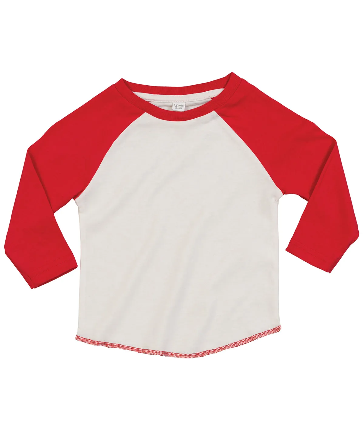 Organic Washed White/Warm Red - Baby baseball T