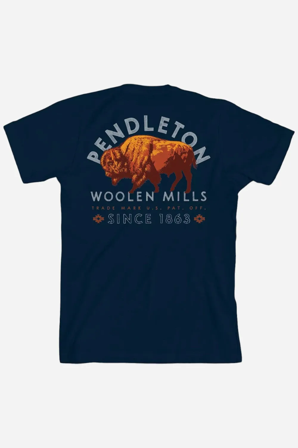 Pendleton Woolen Mills Bison Graphic Tee in Navy Multi