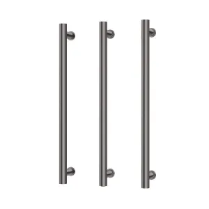 Phoenix Heated Triple Towel Rail Round 800mm - Brushed Carbon