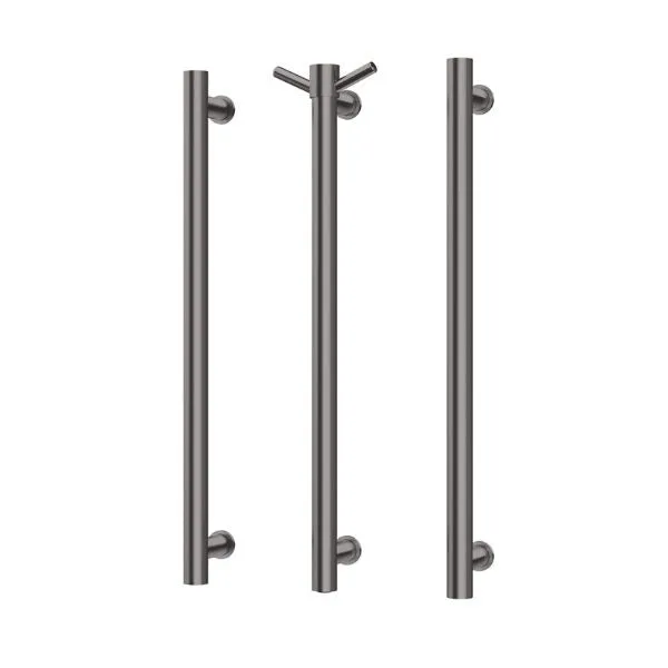 Phoenix Heated Triple Towel Rail Round 800mm - Brushed Carbon