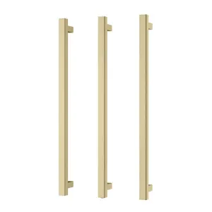 Phoenix Heated Triple Towel Rail Square 800mm - Brushed Gold