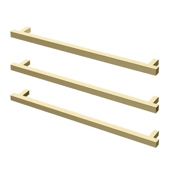 Phoenix Heated Triple Towel Rail Square 800mm - Brushed Gold