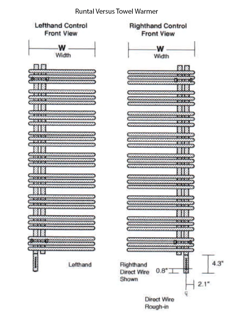 Runtal Versus VTRERD-5223 Hardwired Mounted Towel Warmer - 22.8"w x 51.5"h