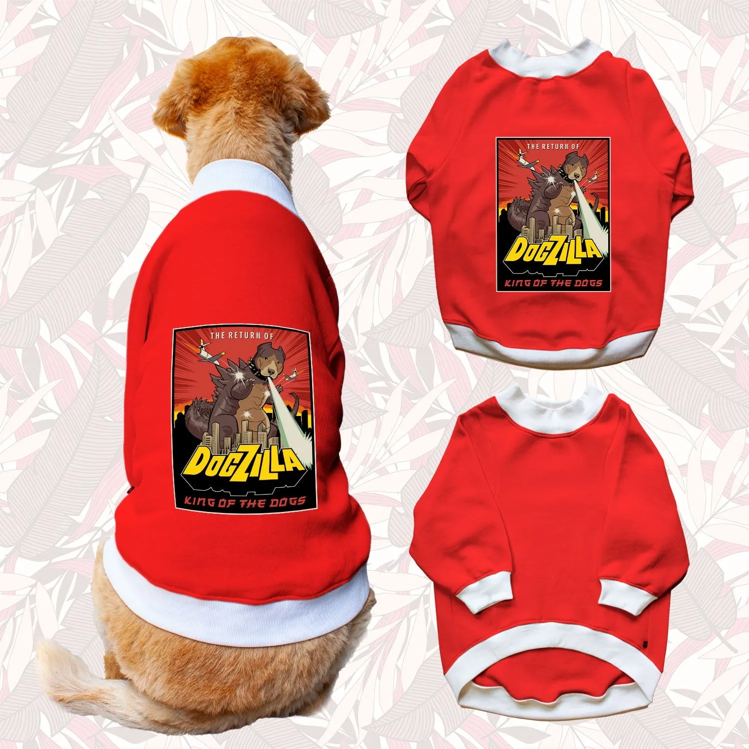 Ruse 'Basics' "Dogzilla" Printed Crew Neck Full Sleeve Sweatshirt For Dogs