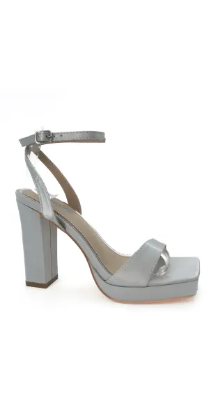 Satin Block Heel Platform Ankle Strap Sandal