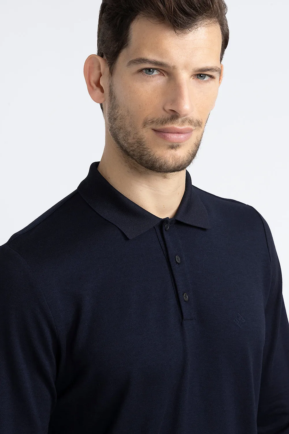 Soft cotton and tencel pique polo shirt