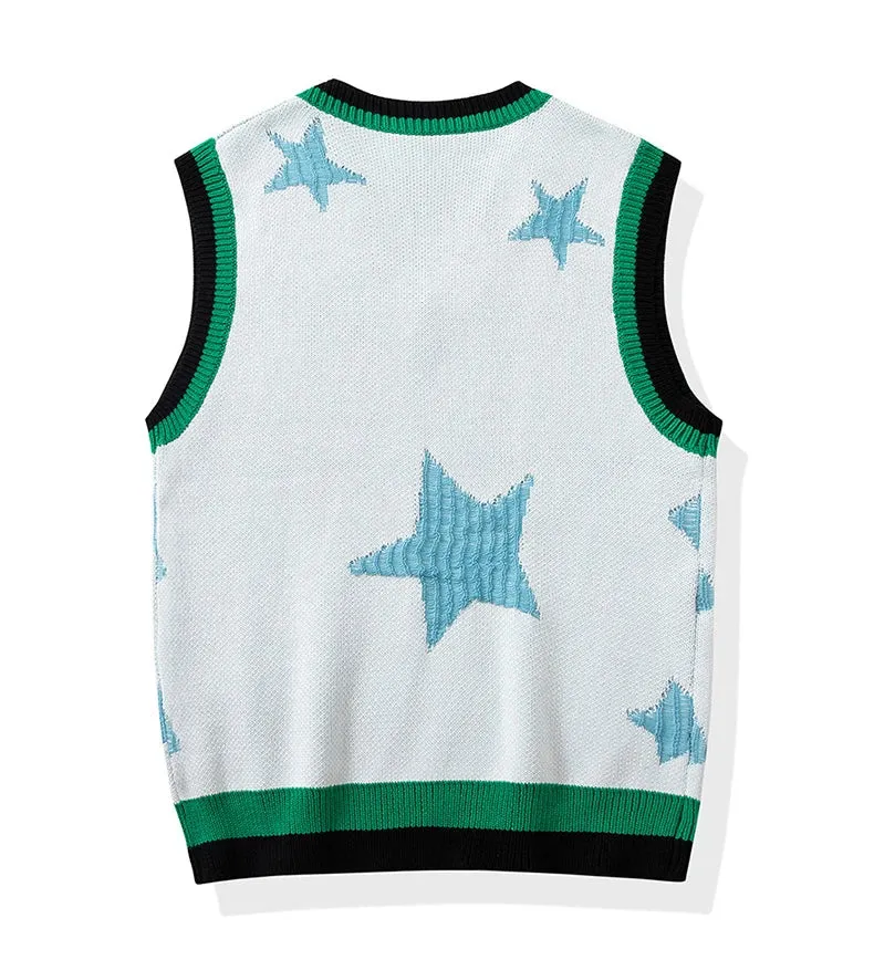 Star Jacquard Sleeveless Vest