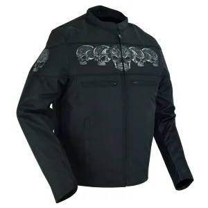 Textile Men's Scooter Jacket w/ Reflective Skulls