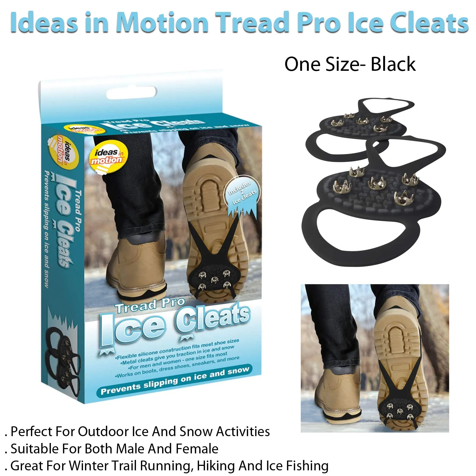 Tread Pro Ice Cleats - One Size Fits All for Safe Winter Walking